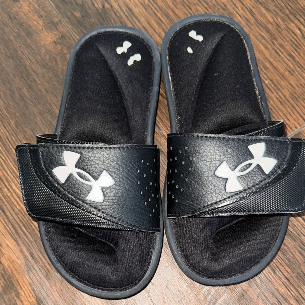 Under Armour Kids Black and White Slide Sandals
